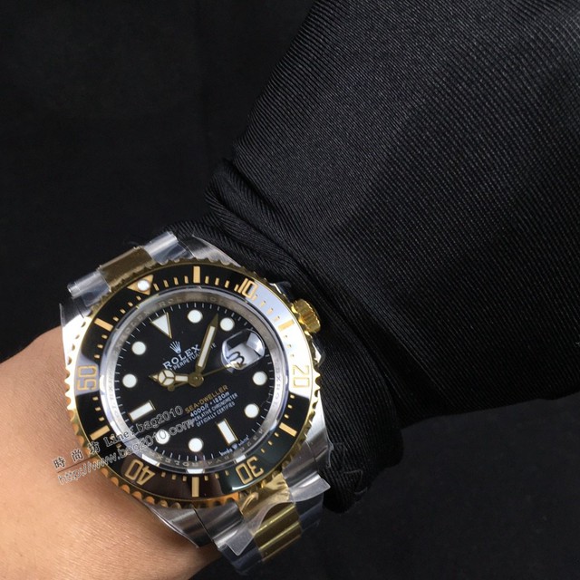 勞力士複刻手錶 勞力士單黃海使型 Rolex間金小鬼王SEA-DEWLLER 126603  gjs1709